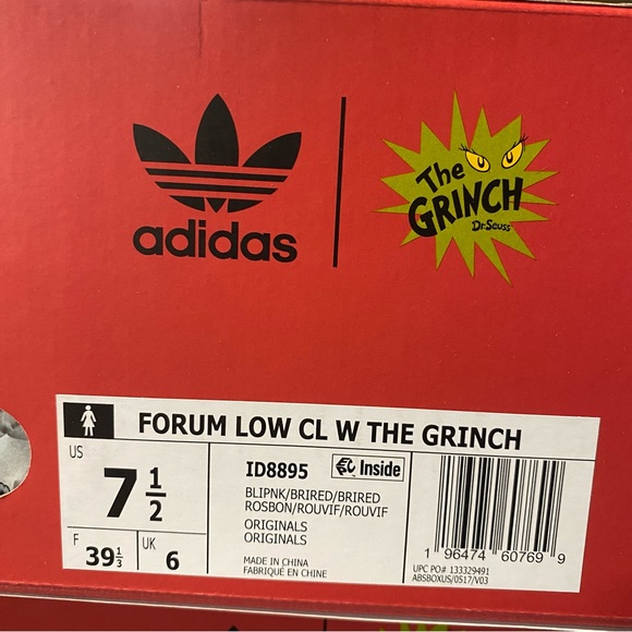 adidas Originals The Grinch  Forum Low CL Pink Suede ID8895 Women's Sz - Picture 12 of 12